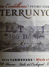 Concha y Toro Terrunyo Entre Cordilleras Block 27 Carmenere Puemo Vineyard Lot No. 1 2400 Bottlestext