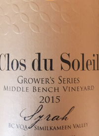Clos du Soleil Grower's Series Syrah Middle Bench Vineyardtext