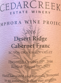 CedarCreek Amphora Wine Project Desert Ridge Cabernet Franctext