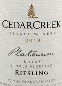 CedarCreek Platinum Block 3 Rieslingtext