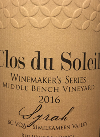 Clos du Soleil Winemaker's Series Middle Bench Vineyard Syrahtext