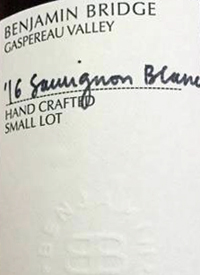 Benjamin Bridge Sauvignon Blanc Hand Craftedtext