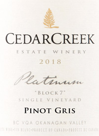 CedarCreek Platinum Block 7 Single Vineyard Pinot Gristext