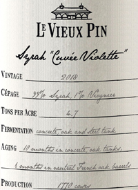 Le Vieux Pin Syrah Cuvée Violettetext