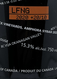 Laughing Stock Vineyards Amphora Syrah +20/10text