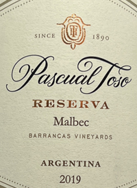 Pascual Toso Malbec Reserva Barrancas Vineyardstext