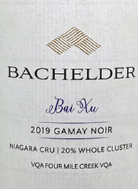 Bachelder Bai Xu Gamay Noir Niagara Cru I 32% Whole Clustertext