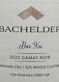 Bachelder Bai Xu Gamay Noir Niagara Cru I 32% Whole Clustertext
