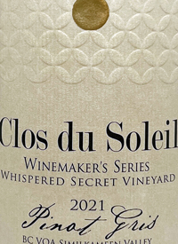Clos du Soleil Winemaker's Series Whispered Secret Vineyard Pinot Gristext