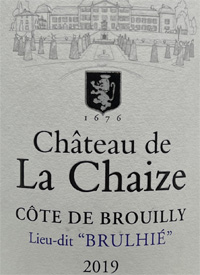 Château de La Chaize Cote de Brouilly Lieu-dit Brulhietext