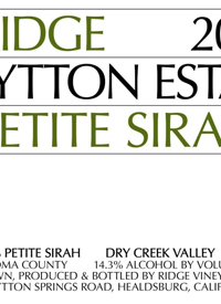 Ridge Lytton Estate Petite Sirahtext