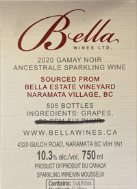 Bella Wines Gamay Noir Ancestrale Rosé Bella Estate Vineyardtext
