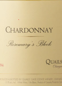 Quails' Gate Chardonnay Rosemary's Blocktext