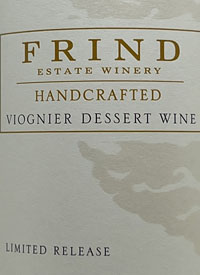 Frind Estate Handcrafted Viognier Dessert Wine Limited Releasetext