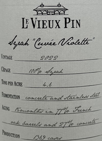 Le Vieux Pin Syrah Cuvée Violettetext