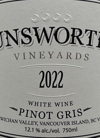 Unsworth Vineyards Cowichan Valley Pinot Gristext