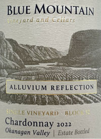 Blue Mountain Alluvium Reflection Chardonnay Single Vineyard Block 32text