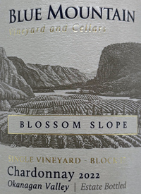 Blue Mountain Blossom Slope Chardonnay Single Vineyard Block 17text