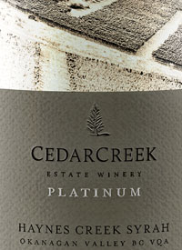 CedarCreek Platinum Haynes Creek Single Vineyard Syrahtext