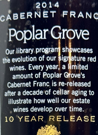 Poplar Grove Cabernet Franc 10 Year Releasetext