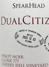 SpearHead Dual Citizen Pinot Noir Clone 777 Cherry Hill Vineyardtext
