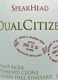 SpearHead Dual Citizen Pinot Noir Pommard Clone Cherry Hill Vineyardtext