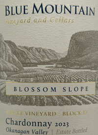 Blue Mountain Blossom Slope Chardonnay Single Vineyard Block 17text