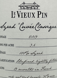 Le Vieux Pin Syrah Cuvée Classiquetext